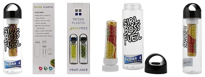 SUMAN Tritan Infuser Bottle, Clear, Combo of 2