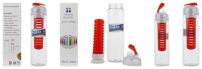 SUMAN Tritan Infuser Bottle, Clear, Combo of 2