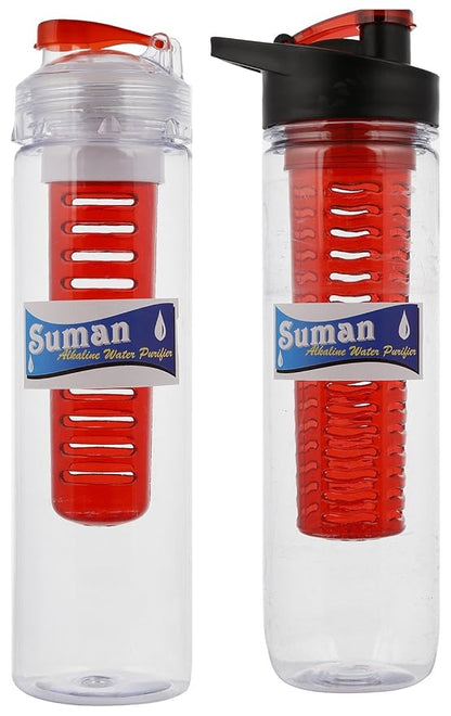 SUMAN Tritan Infuser Bottle,Clear, Combo of 2